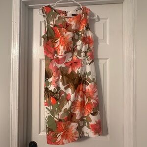 Connected Apparel Orange Pink Sheath Midi Dress